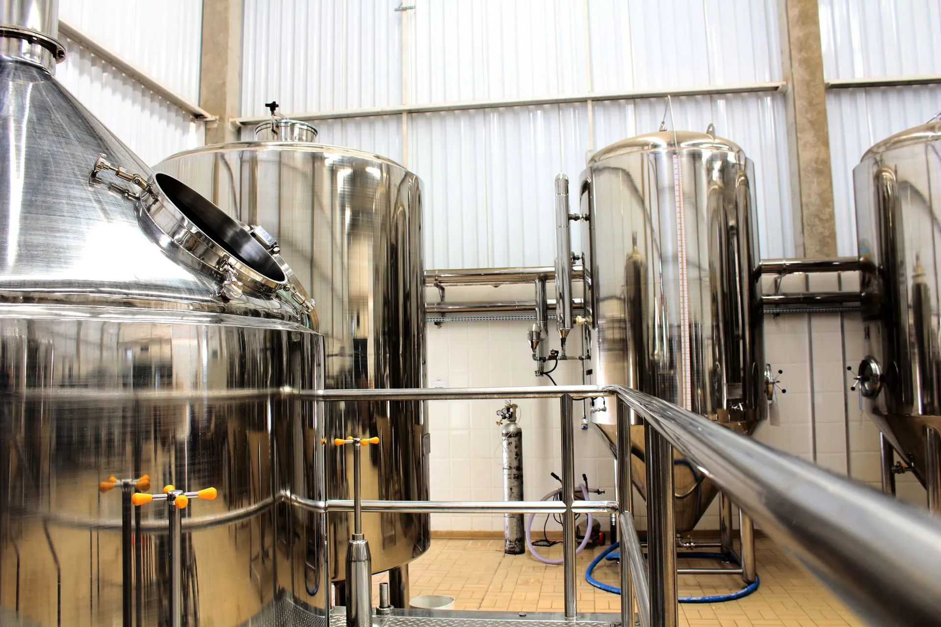 Stainless steel CIP tanks and pipework in a hygienic process plant