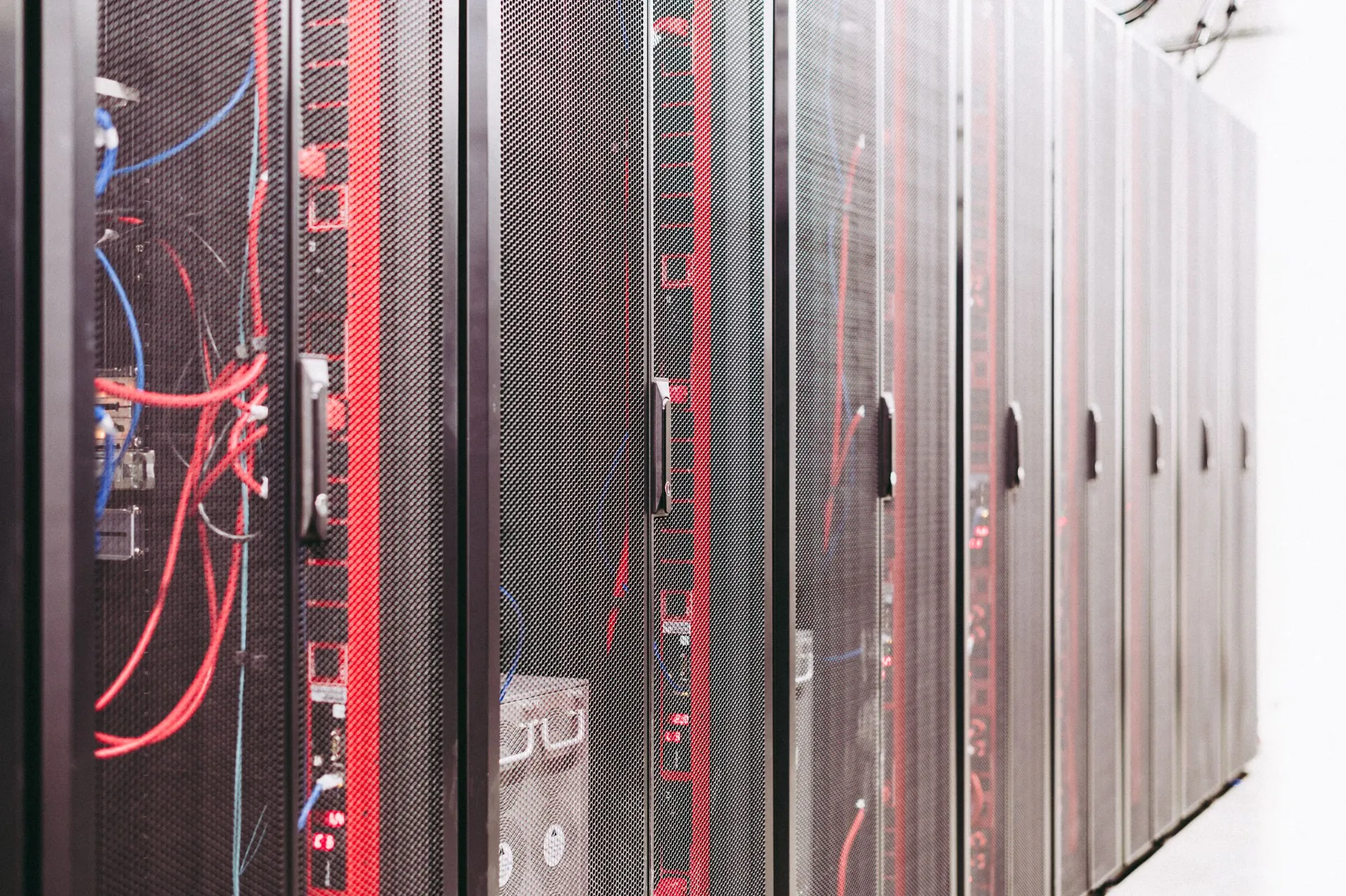 Data centre server racks with structured cabling